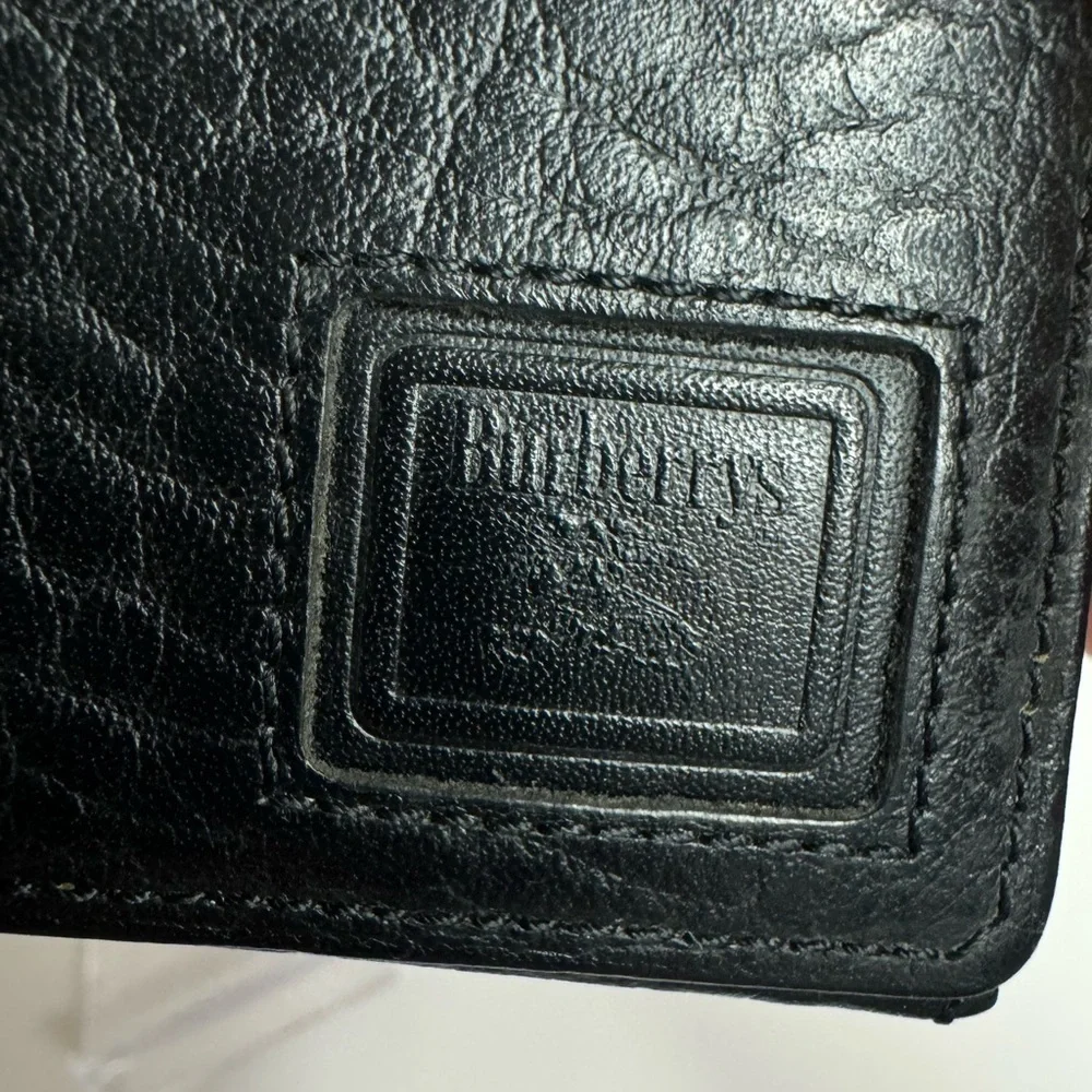 💖#176 Burberrys Vintage Black Leather Bifold ID Card Holder Wallet - Picture 4 of 14